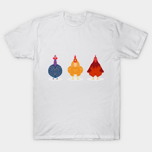 Three Cute Chickens T-Shirt by iswenyi Art